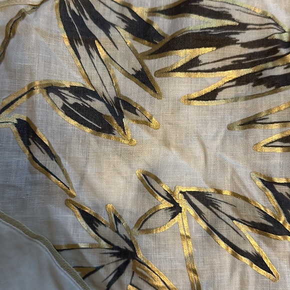 EUC J Crew XS sleeveless linen/cotton top w/ beautiful leaf w/gold accent print - Picture 8 of 14